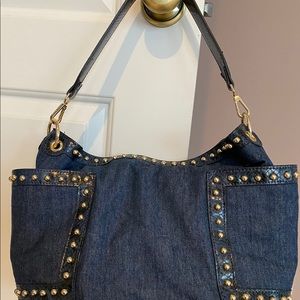 Denim and snakeskin Steve Madden handbag